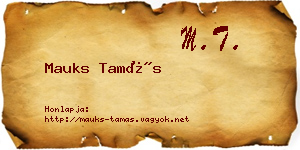 Mauks Tamás névjegykártya